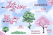 Sakura and Cat. Hanami watercolor, an Illustration by Maycat_store (Thumbnail 7 of 11)