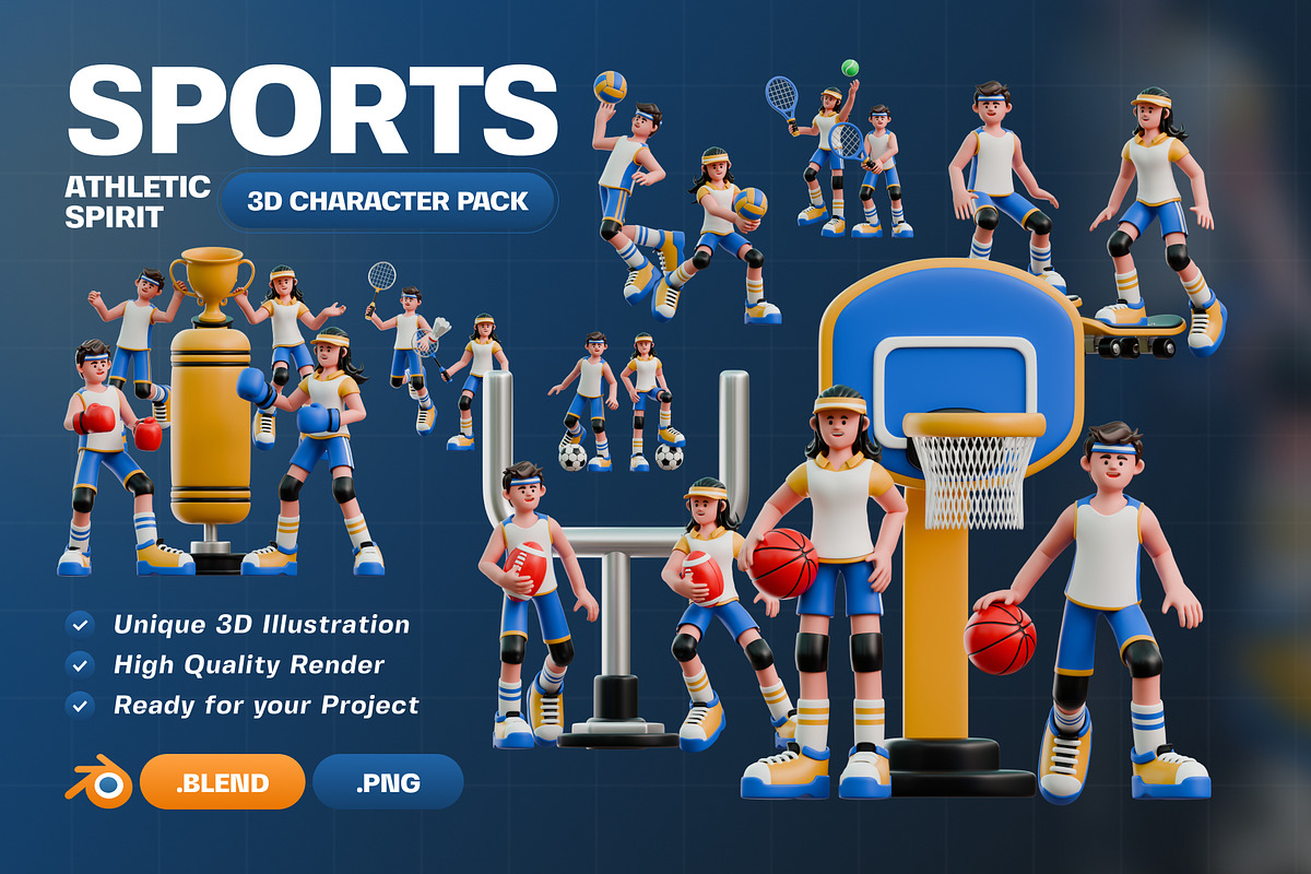Sports Athletic Spirit 3D Pack, a Characters & Person 3D Model by Haps Space (Photo 1 of 4)