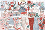 Boho Christmas clipart & pattern set, an Illustration by Gaynor Carradice Designs (Thumbnail 1 of 3)