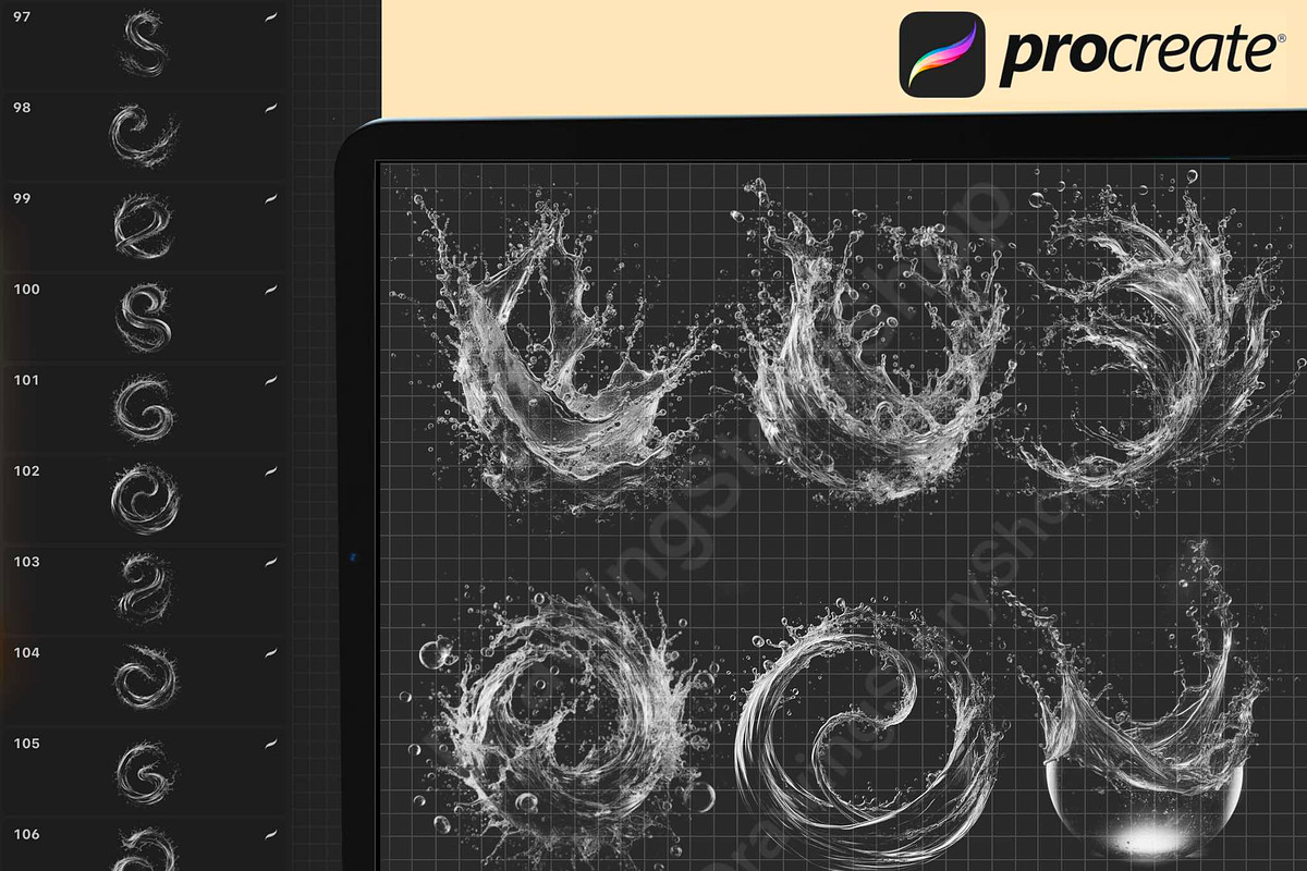 160 Splashes Water Procreate Stamps, a Brush Add-On by DrawingStoryShop (Photo 4 of 8)