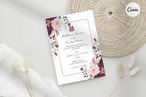 Asian Floral Wedding Invite - F3A