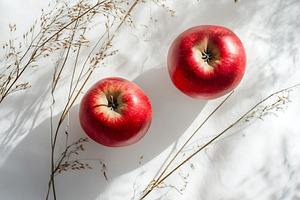 Red apples with dry grass, a Photo by Beautiful things