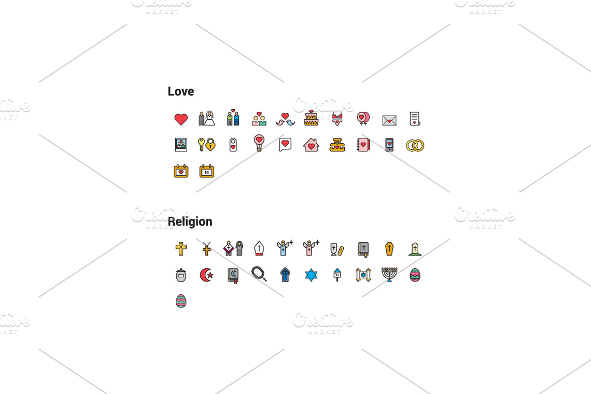 +1000 FILLED LINE ICONS, an Outline Icon by beguima (Photo 4 of 17)
