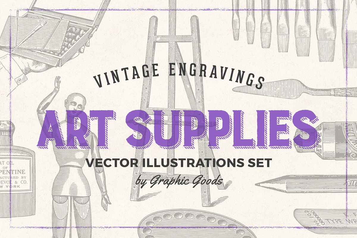 Art Supplies - Vintage Illustrations, an Illustration by Graphic Goods (Photo 1 of 11)