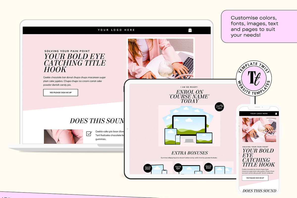 Faceless Sales Page Template, a Wix Template by Template Twist Shop (Photo 6 of 9)