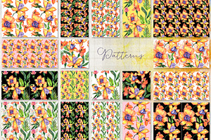 Tropical Yellow Orchid PNG Set