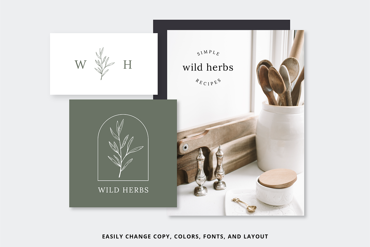 Food Blog Logo Kit for Canva