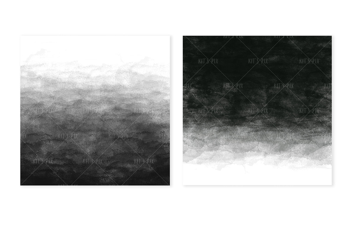 Black Ombre Watercolor Backgrounds, a Texture Graphic by KitsPix (Photo 2 of 4)