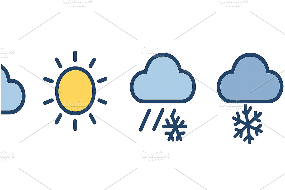 Weather symbols showing sun, rain, an Illustration by ZinetroN