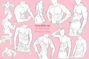 Male torso Procreate Photoshop brush, a Brush Add-On by AppleinaJuice (Thumbnail 3 of 8)