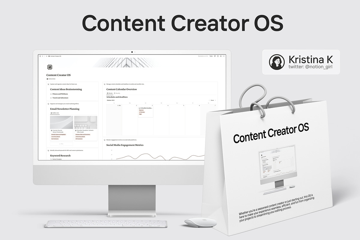 Content Creator OS - Notion Template, a Templates & Theme by KristinaK3 (Photo 1 of 2)