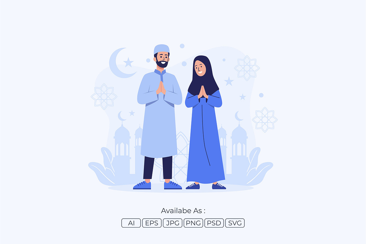 Cheerful Muslim Family Eid Mubarak, a Person Illustration by Partikusi Design (Photo 2 of 3)