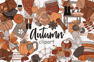 Autumn Clipart, a Seasonal Illustration by GlamArtZhanna