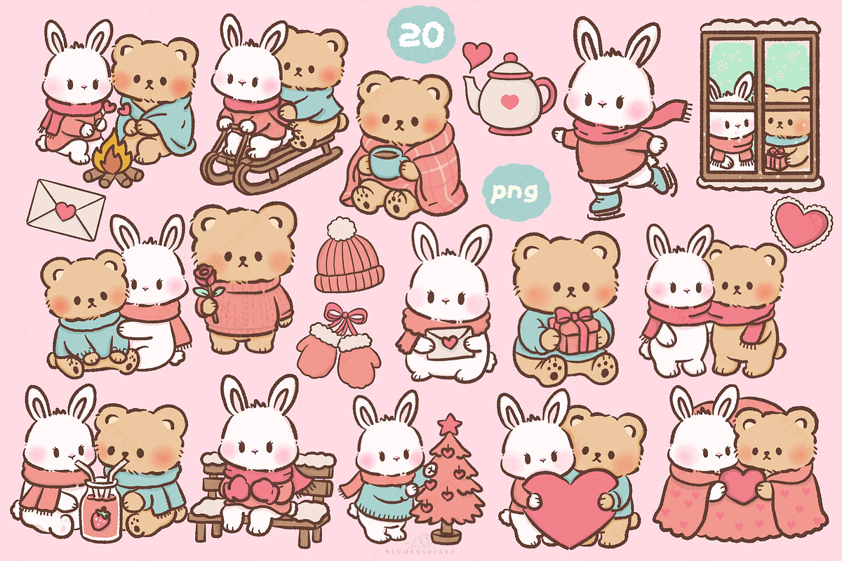 Winter Romance animals clipart, an Animal Illustration by Blumensdiary (Photo 2 of 7)