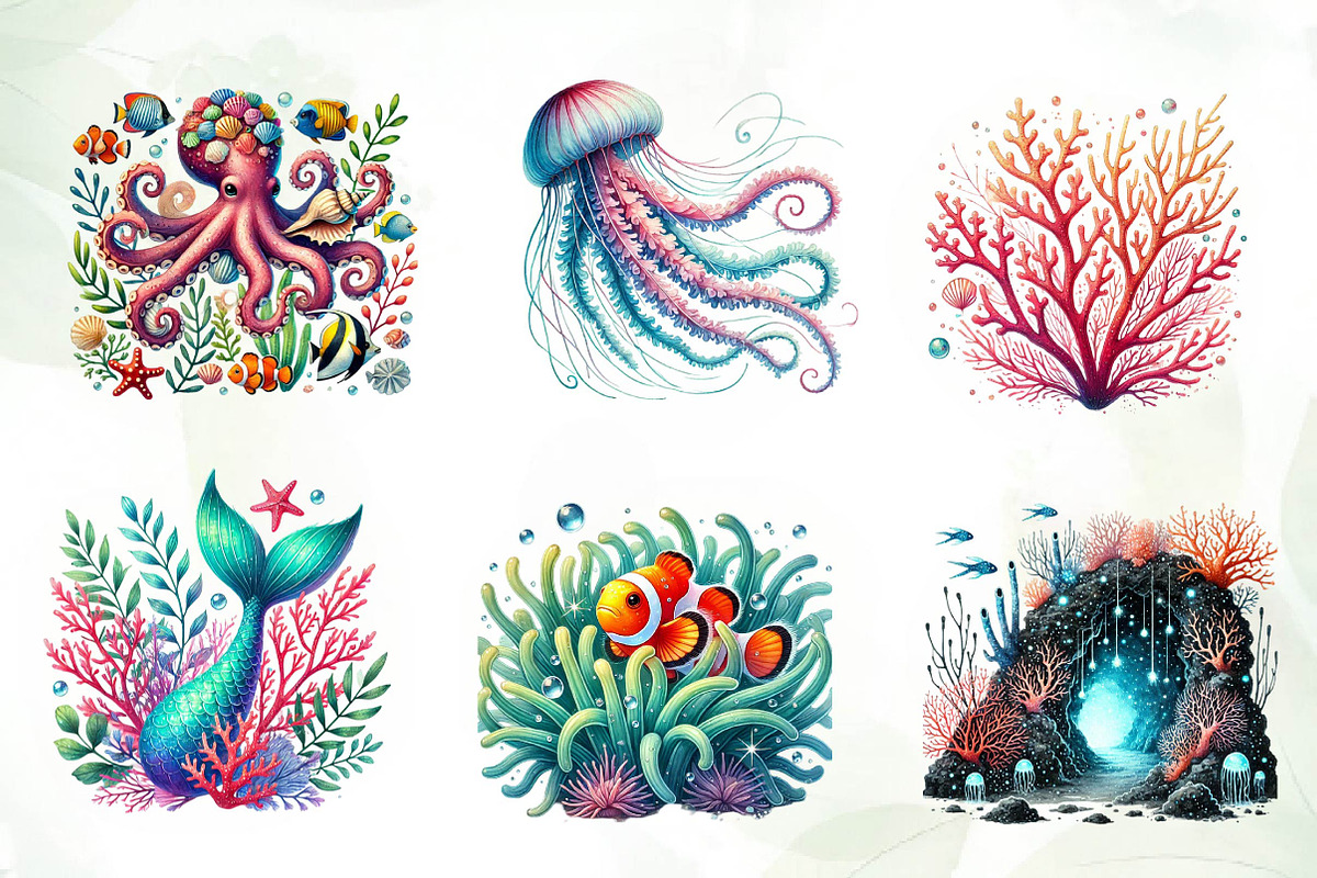 Undersea watercolor clipart, an Illustration by CreationArt (Photo 4 of 5)