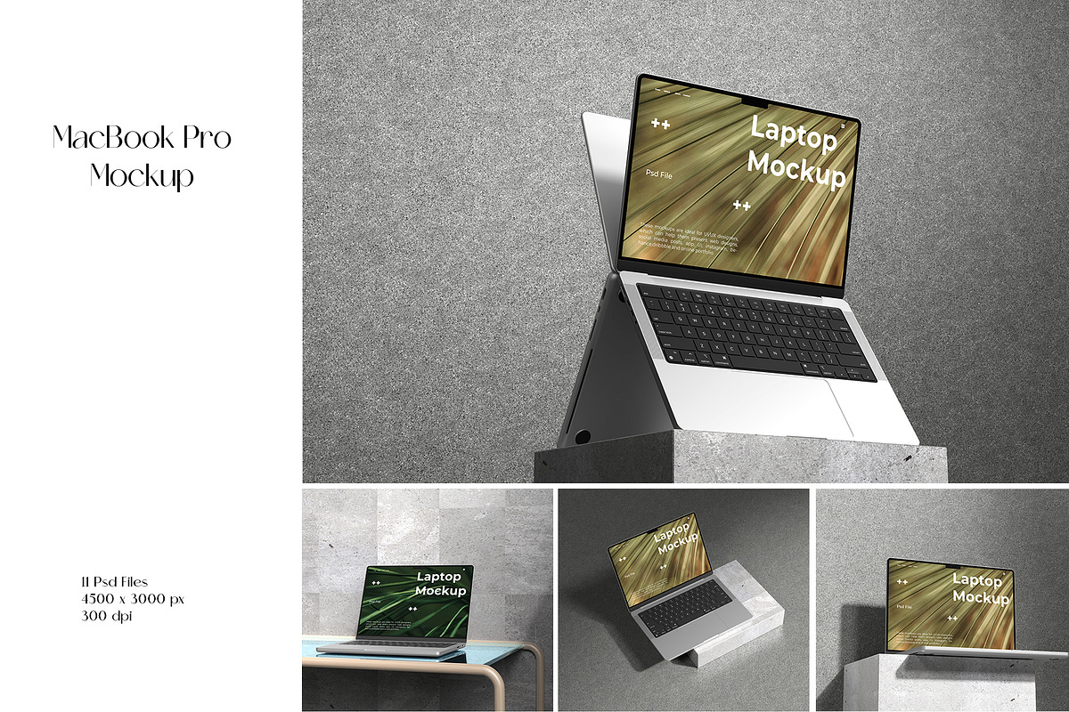 MacBook Pro 14 Mockup, a Mac Mockup by Graphicbars (Photo 1 of 13)