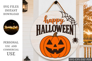 Happy Halloween Pumpkin Laser Cut, an Object Graphic by OK Design