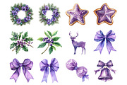 Purple Christmas Garden Clipart, a Graphic by CitraGraphics (Thumbnail 4 of 4)