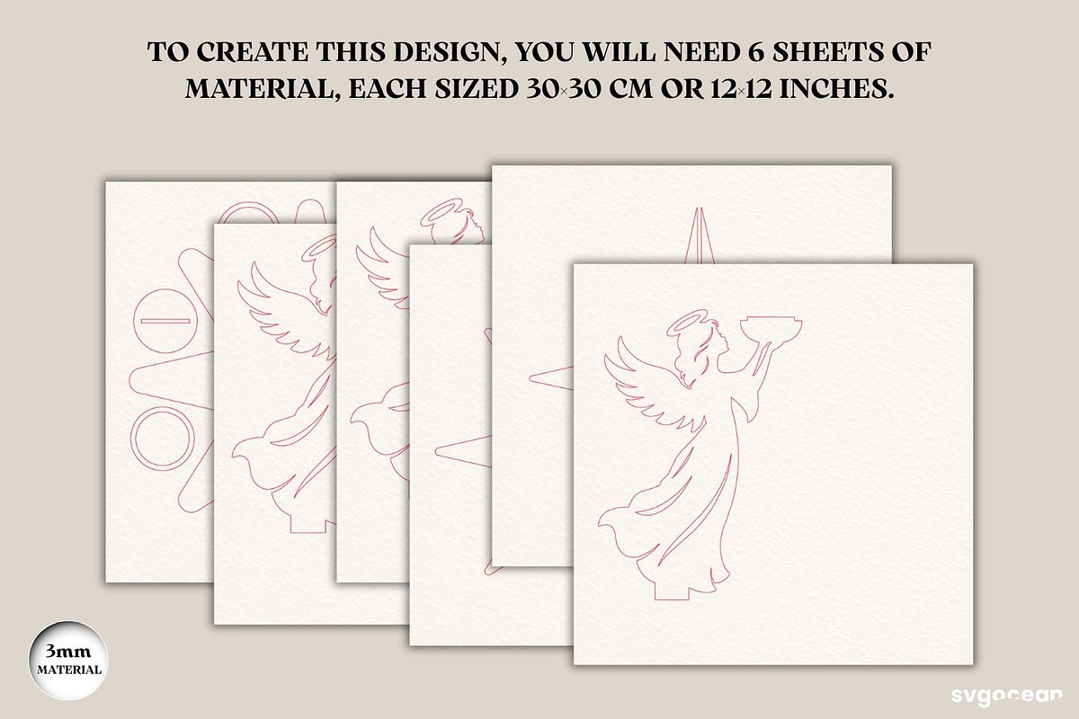 3D Christmas Angel Candle Stand SVG, a Decorative Illustration by svgocean (Photo 4 of 4)