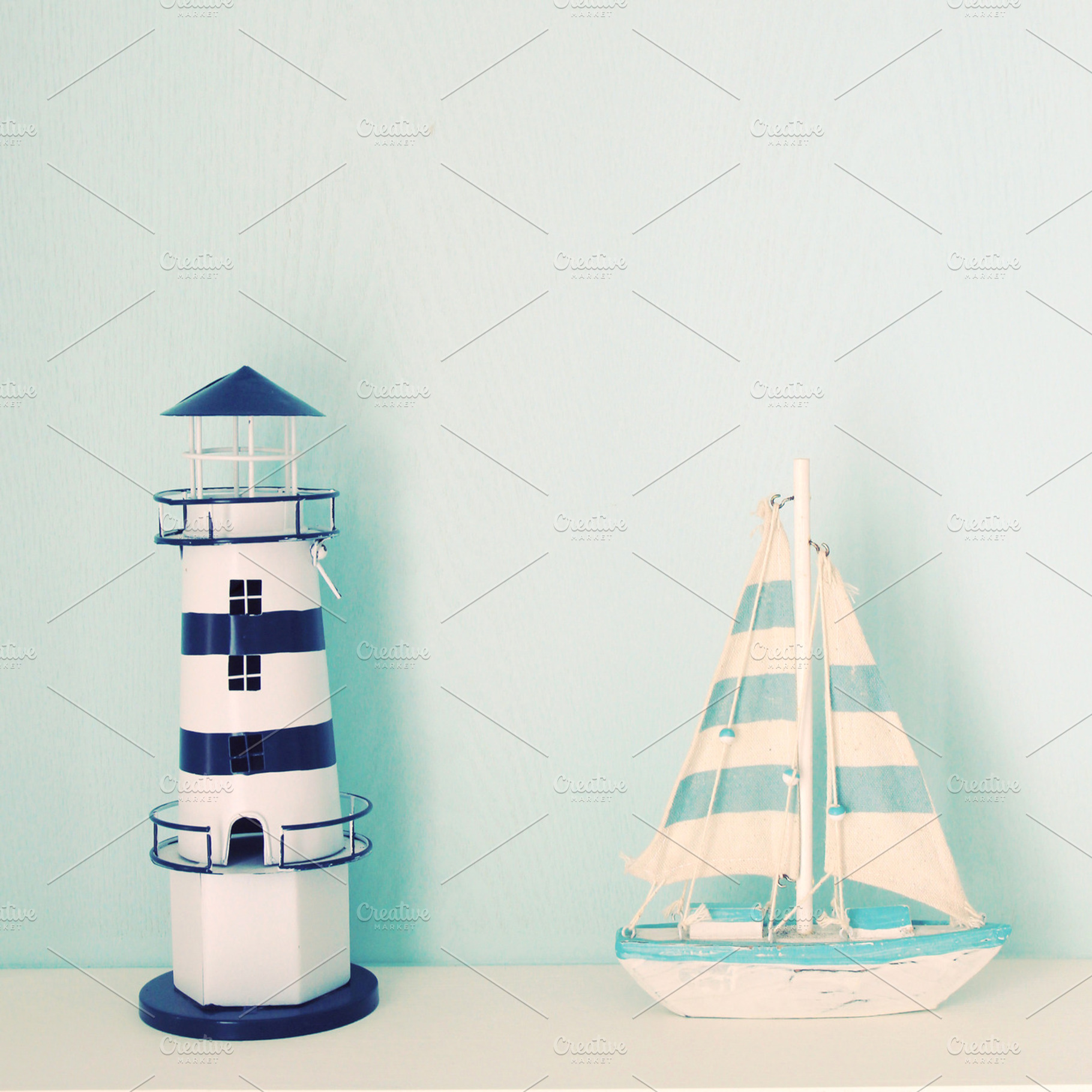 Lighthouse and ship for decorated