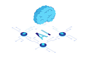 Isometric artificial intelligence, a Technology Illustration by the8monkey
