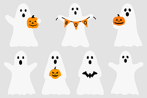 Halloween Ghost With Pumpkin Clipart