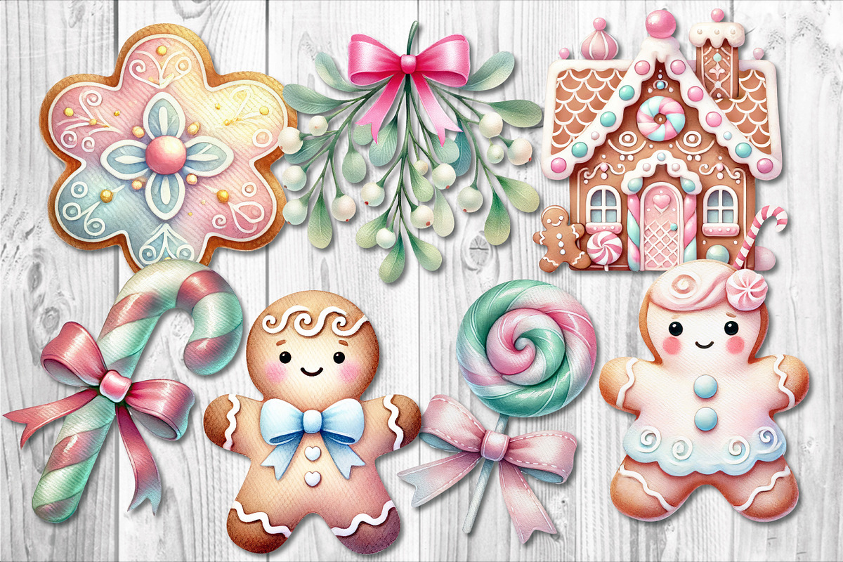 Pastel Christmas Clipart Collection, a Seasonal Illustration by V Design Creator (Photo 7 of 7)