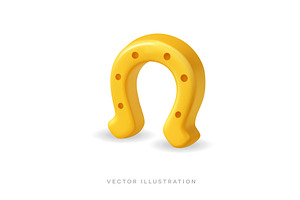 3d golden horseshoe. Lucky slot, an Object Illustration by GraphiShop