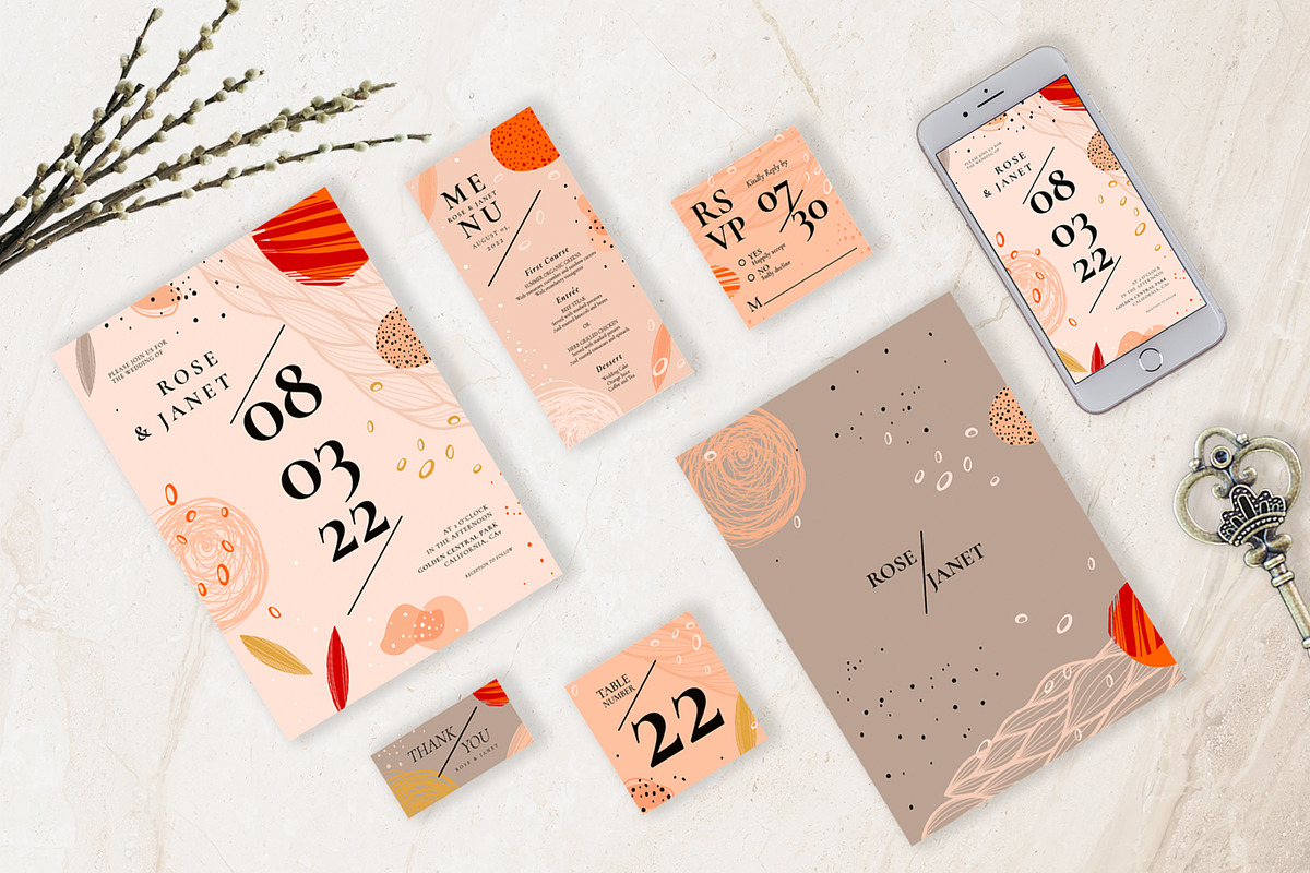 Dusty Abstract Wedding Invitation, an Invitation Template by Lyllopop (Photo 4 of 4)
