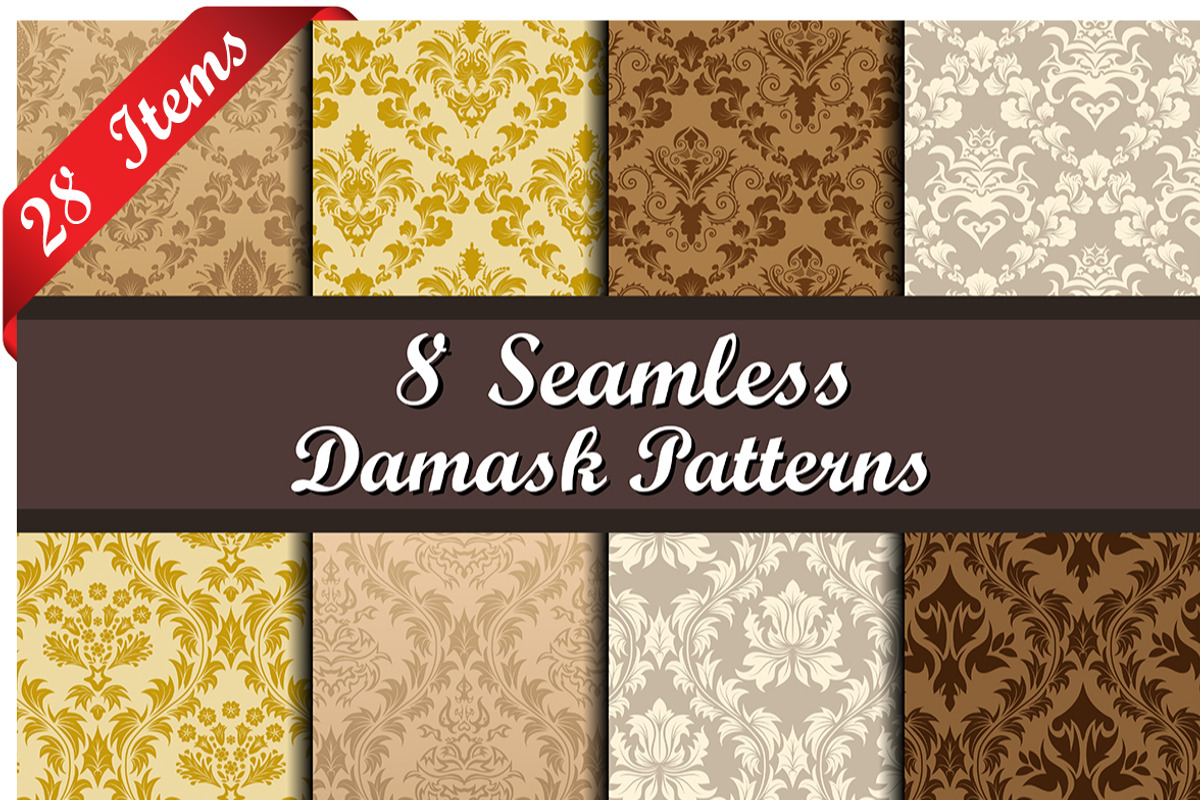 Set of 28 Damask Seamless Patterns, a Pattern Graphic by Pavel Vectors (Photo 1 of 3)
