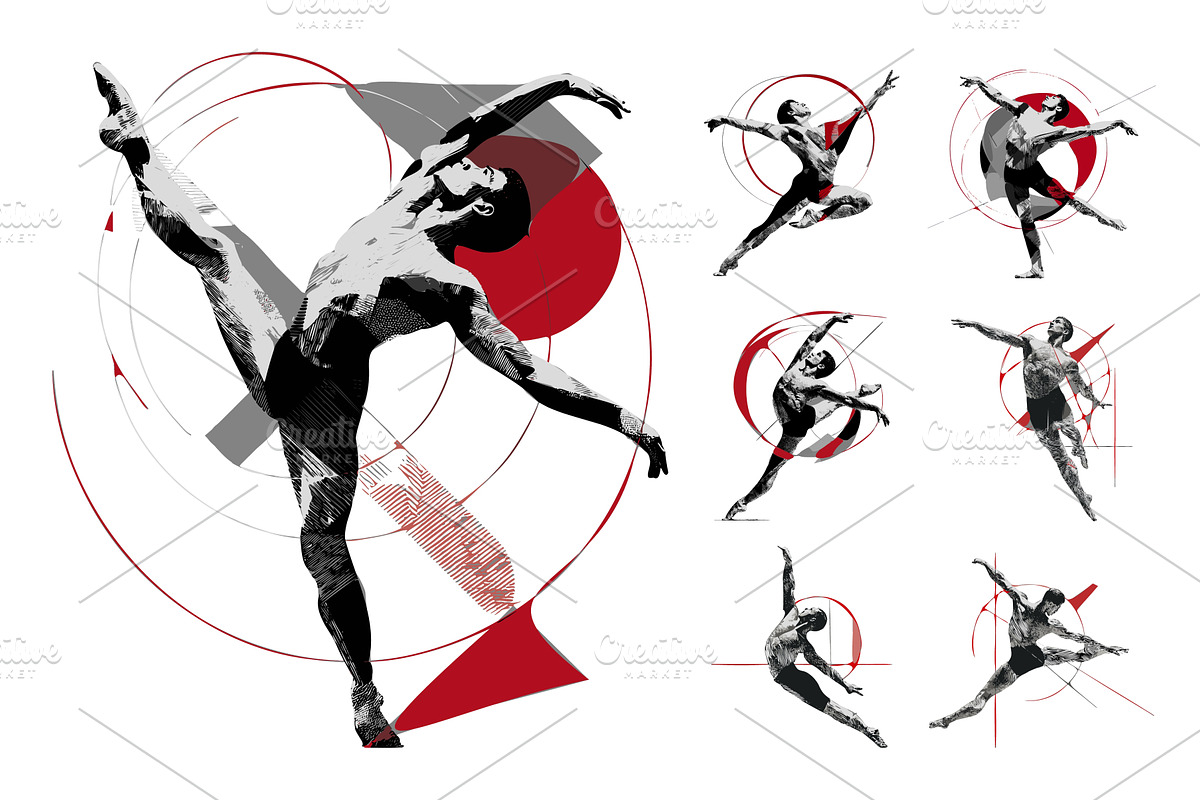 Male ballet dancer ink vector, a Sport Illustration by Onyx