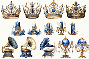 Blue And Gold Victorian Clipart, an Object Illustration by Digital Xpress (Thumbnail 3 of 9)