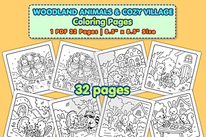 WOODLAND ANIMALS COLORING PAGES, an Animal Illustration by Vachira Digital Studio