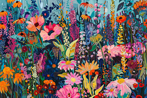 A painting capturing a field filled, a Photo by Iftikhar Alam