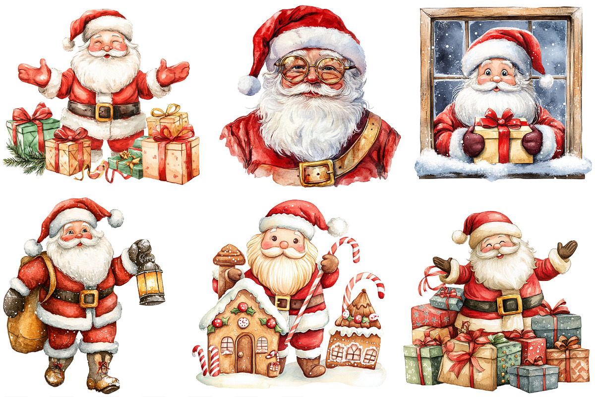 Vintage Santa Claus Clipart, an Illustration by Designking (Photo 3 of 4)