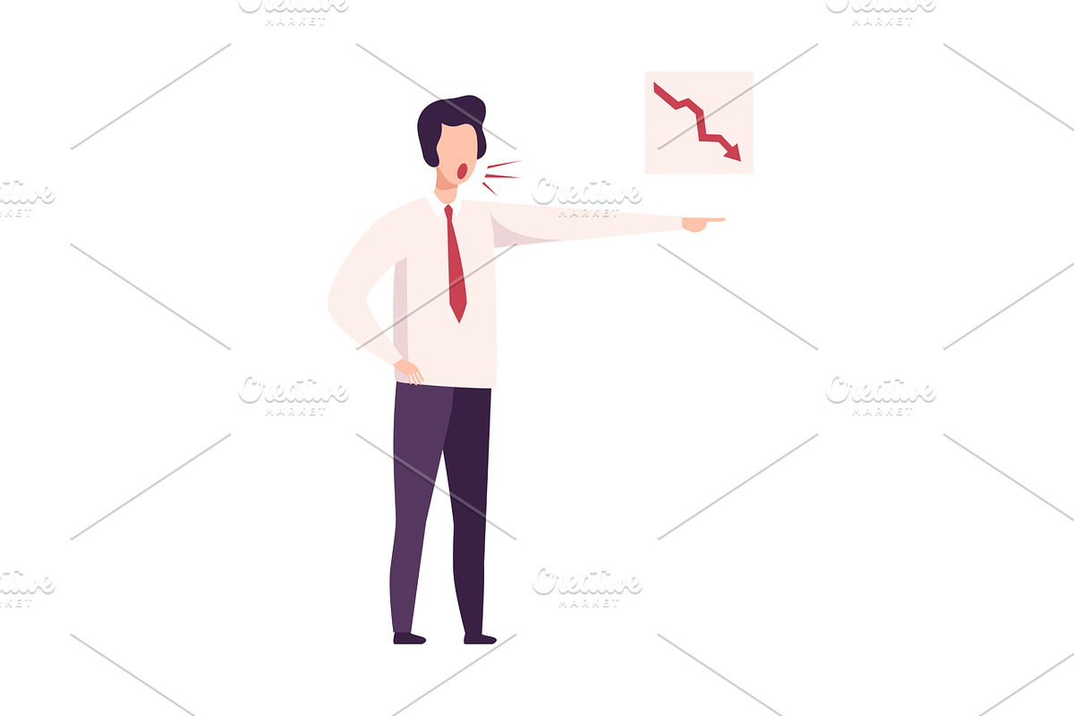 Rude Male Office Worker Character, a Person Illustration by TopVectors
