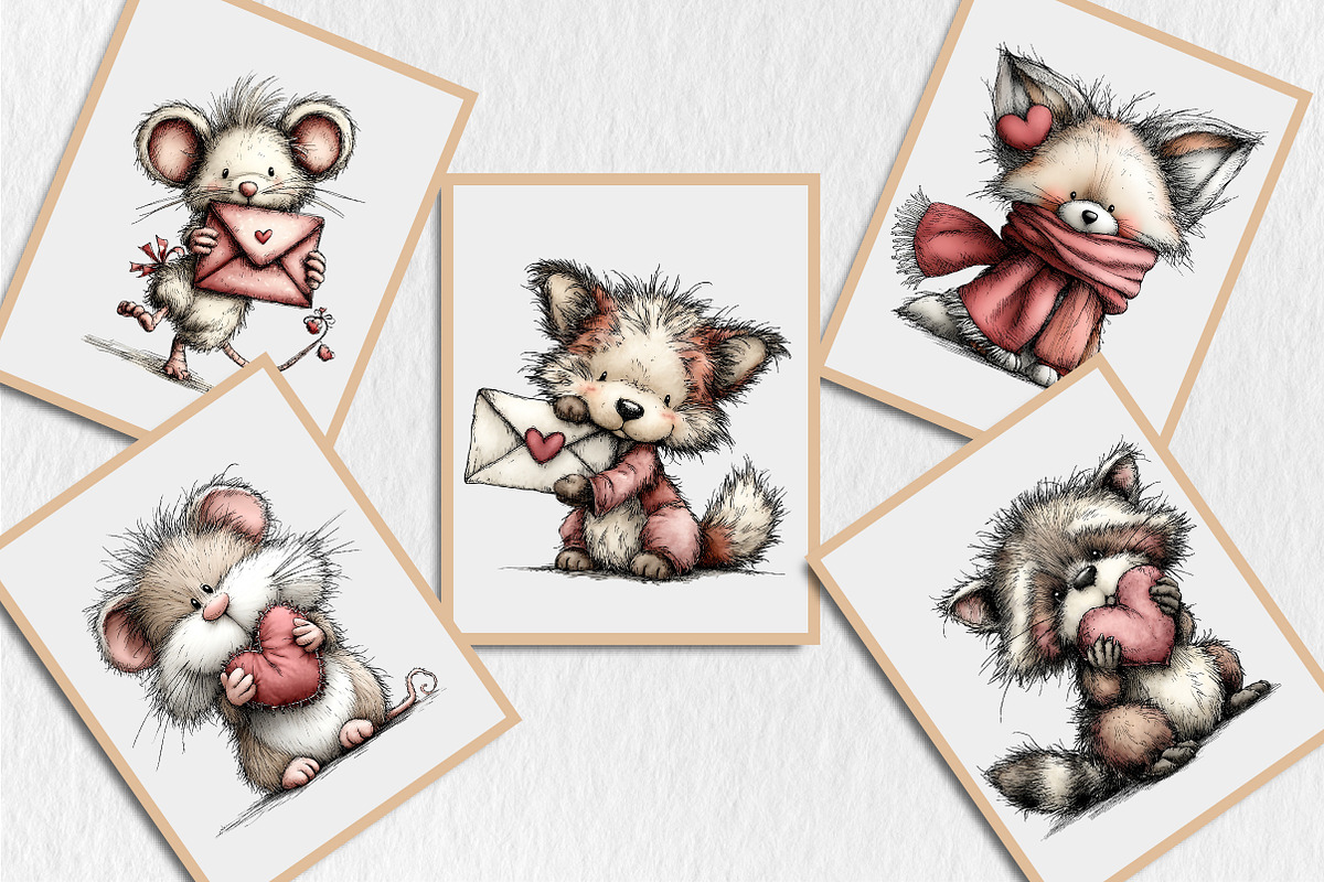 Whimsical Valentine Animal Clipart, a Seasonal Illustration by Rose Art (Photo 7 of 7)