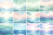 Serene Ocean Pastel Watercolors, a Background Graphic by Flourish Spark (Thumbnail 2 of 5)
