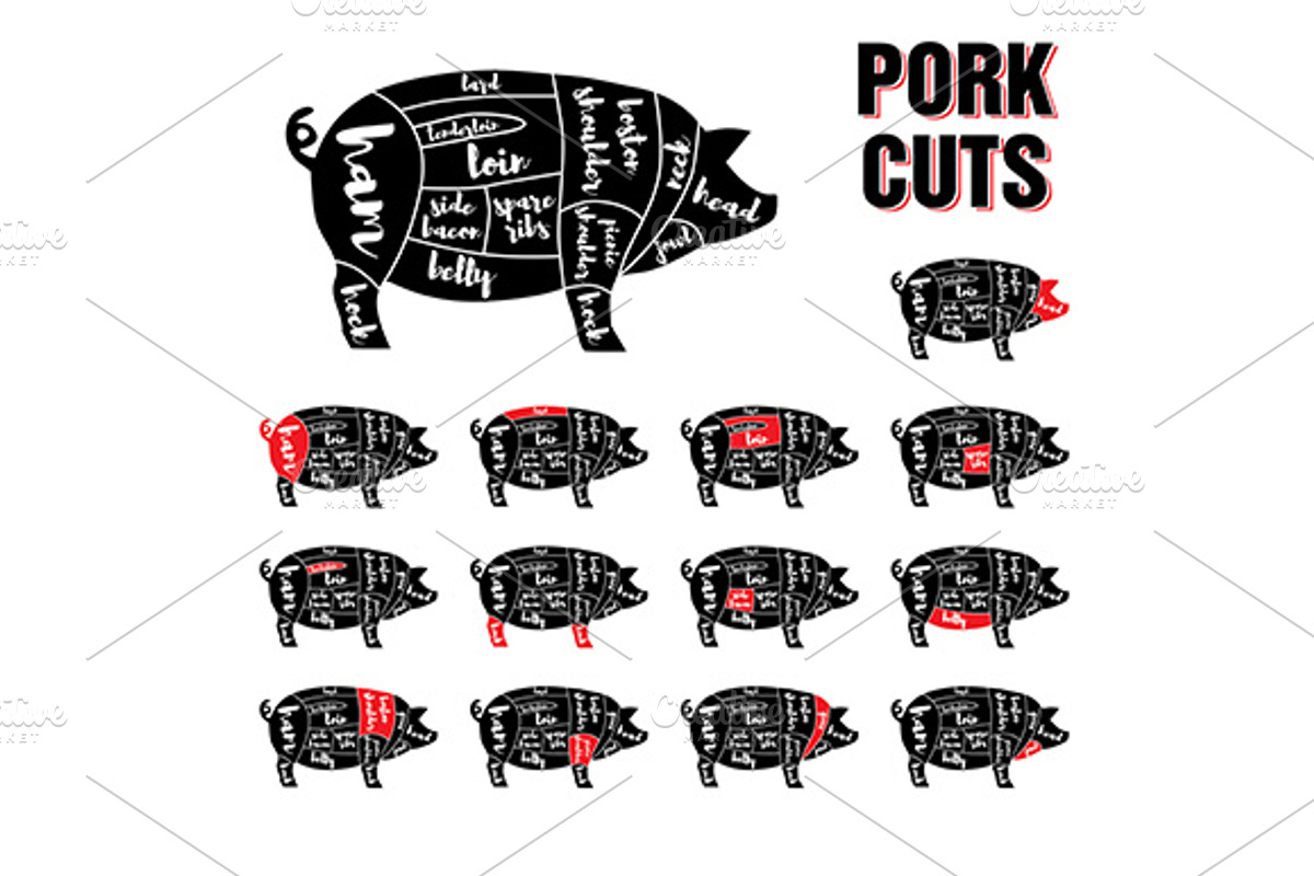 Steak Bar Vector Set, an Animal Illustration by Urazovsky Design (Photo 2 of 7)
