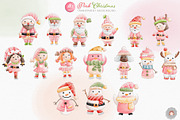 Charming Pink Christmas Watercolor, a Seasonal Illustration by Apixsala (Thumbnail 2 of 5)