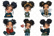 Valentine Holiday Black Girl Clipart, an Illustration by Black Bird Studio (Thumbnail 2 of 6)