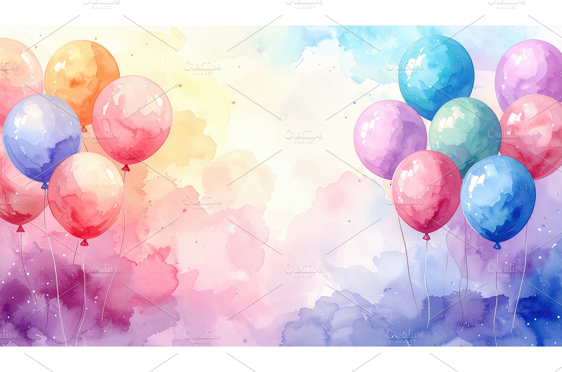 Colorful watercolor balloons, a Holiday Photo by Igor Tichonow