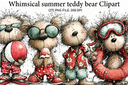 Whimsical summer teddy bear Clipart, an Illustration by Designworld (Thumbnail 1 of 6)