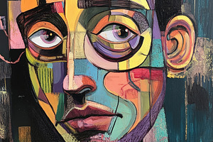 Fragmented Gaze Portrait Painting, an Abstract Photo by Hamza067