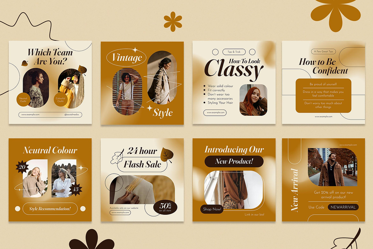 Brown Autumn Fashion Instagram Set, a Social Media Template by Aiyari Graphic (Photo 2 of 5)