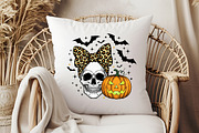 Skull With Bow,Pumpkin Halloween PNG, an Illustration by Libby Wishes (Thumbnail 3 of 6)