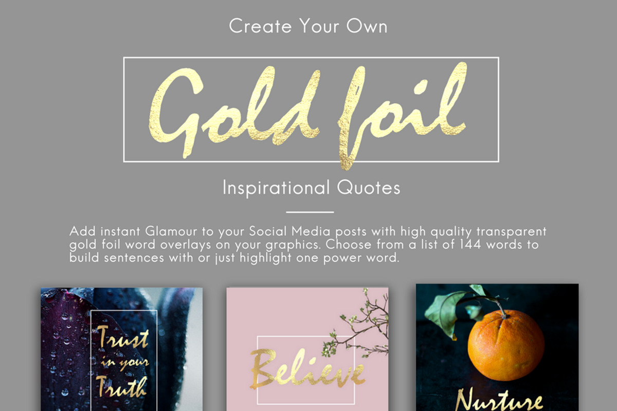 SALE! 144 GOLD FOIL WORD OVERLAYS, an Object Graphic by Illumineer Media & Design (Photo 4 of 8)