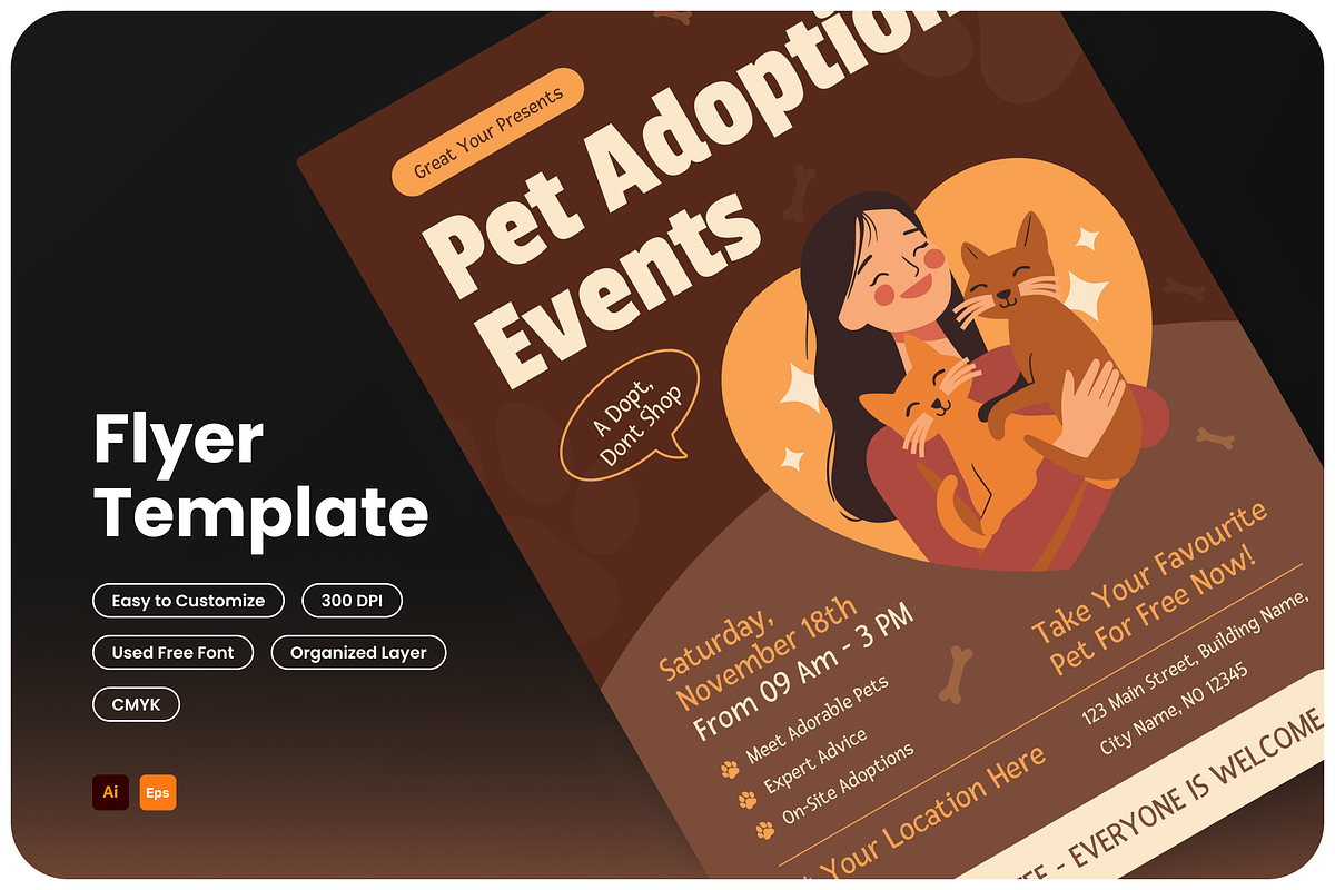 Pet Adoption Events Flyer, a Flyer Template by Annora Studio (Photo 1 of 5)