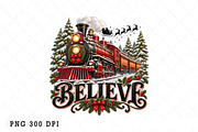 Believe North Pole Train Png, a Seasonal Illustration by Watercolor design (Thumbnail 1 of 3)