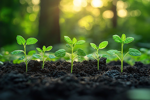 Green sprouts growing in soil, a Nature Photo by AlyaAnd
